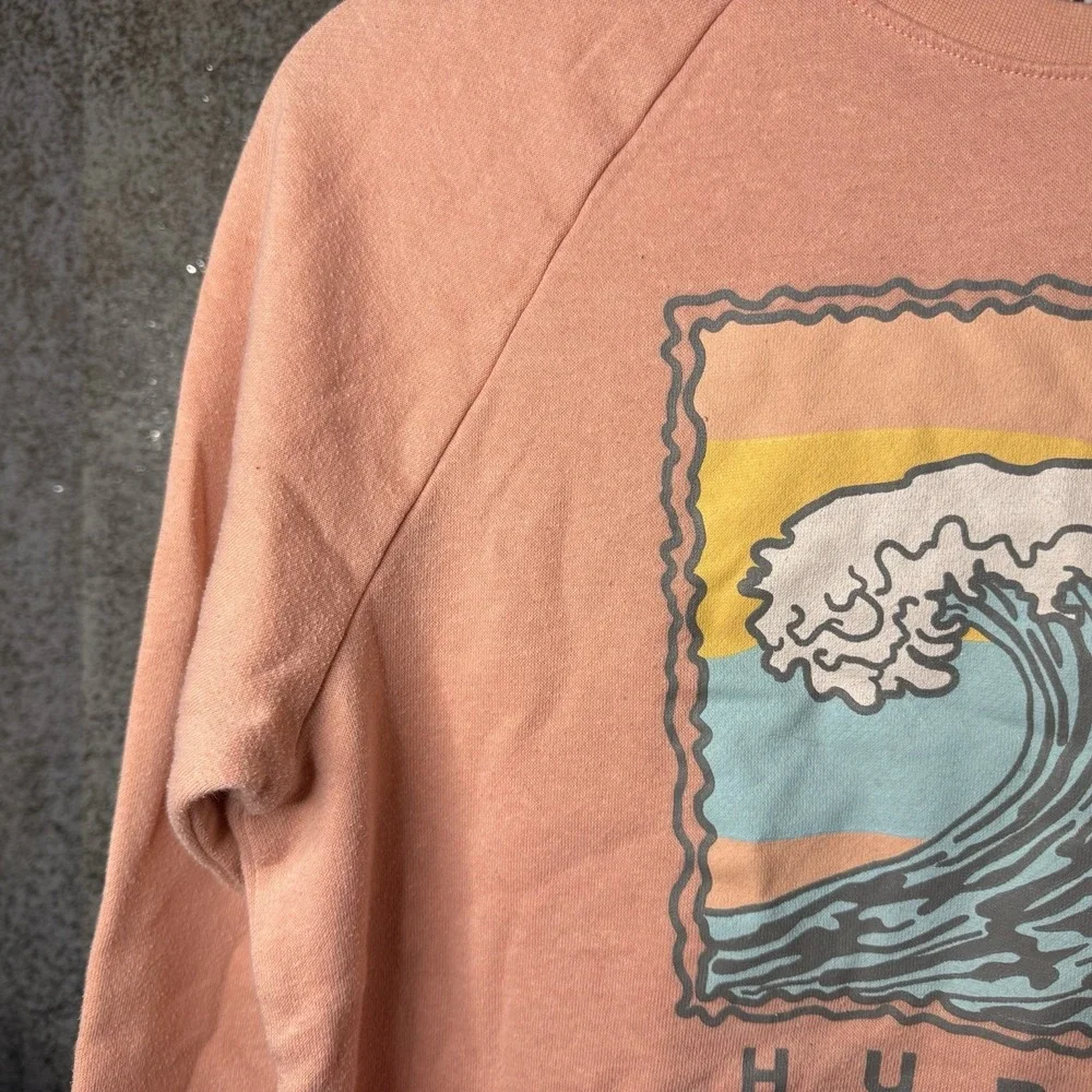 Hurley Pink Graphic Pullover Sweatshirt Crew Neck Womens S Cotton Fleece Vintage - Picture 3 of 6